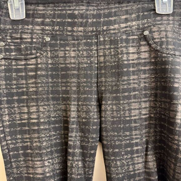 Liverpool Plaid Ponte Pants Black Tan Size 4 Petite - Picture 3 of 6